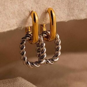 Gold and Silver Hoop Earring Q350